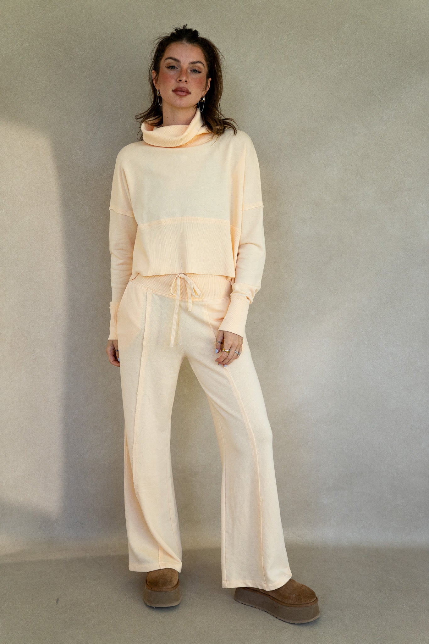 Terry Ribbed Raw Hem Pants (Multiple Colors)