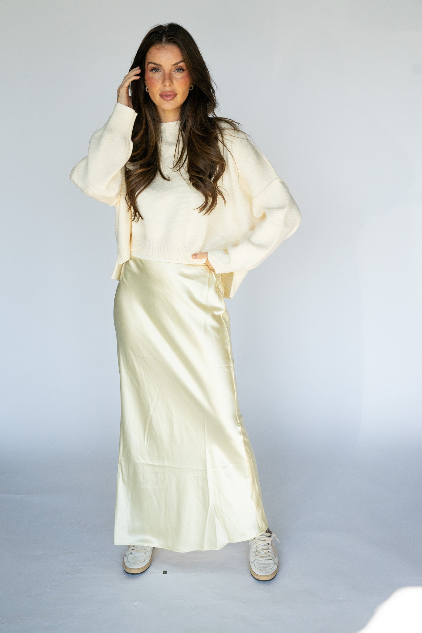 Stretch Waist Satin Skirt (Multiple Colors)