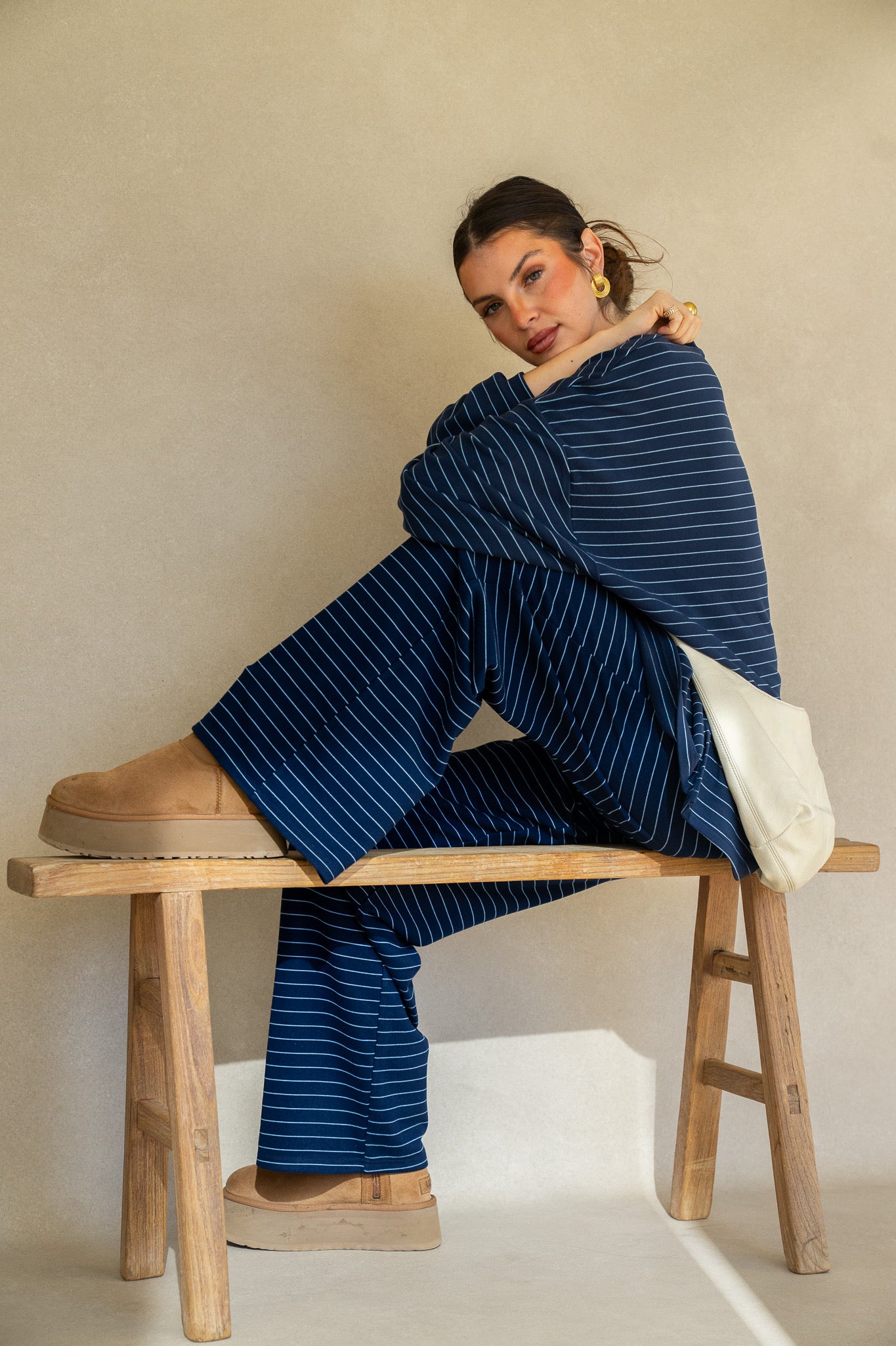 Katy Striped Pants - Navy/Blue