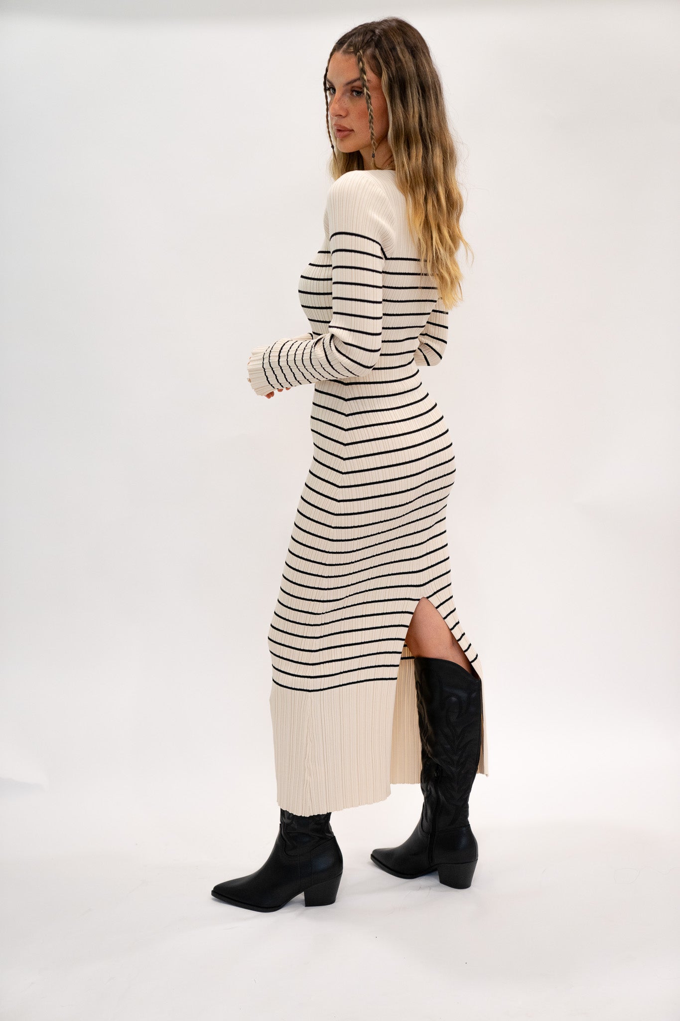 Ribbed Striped Dress