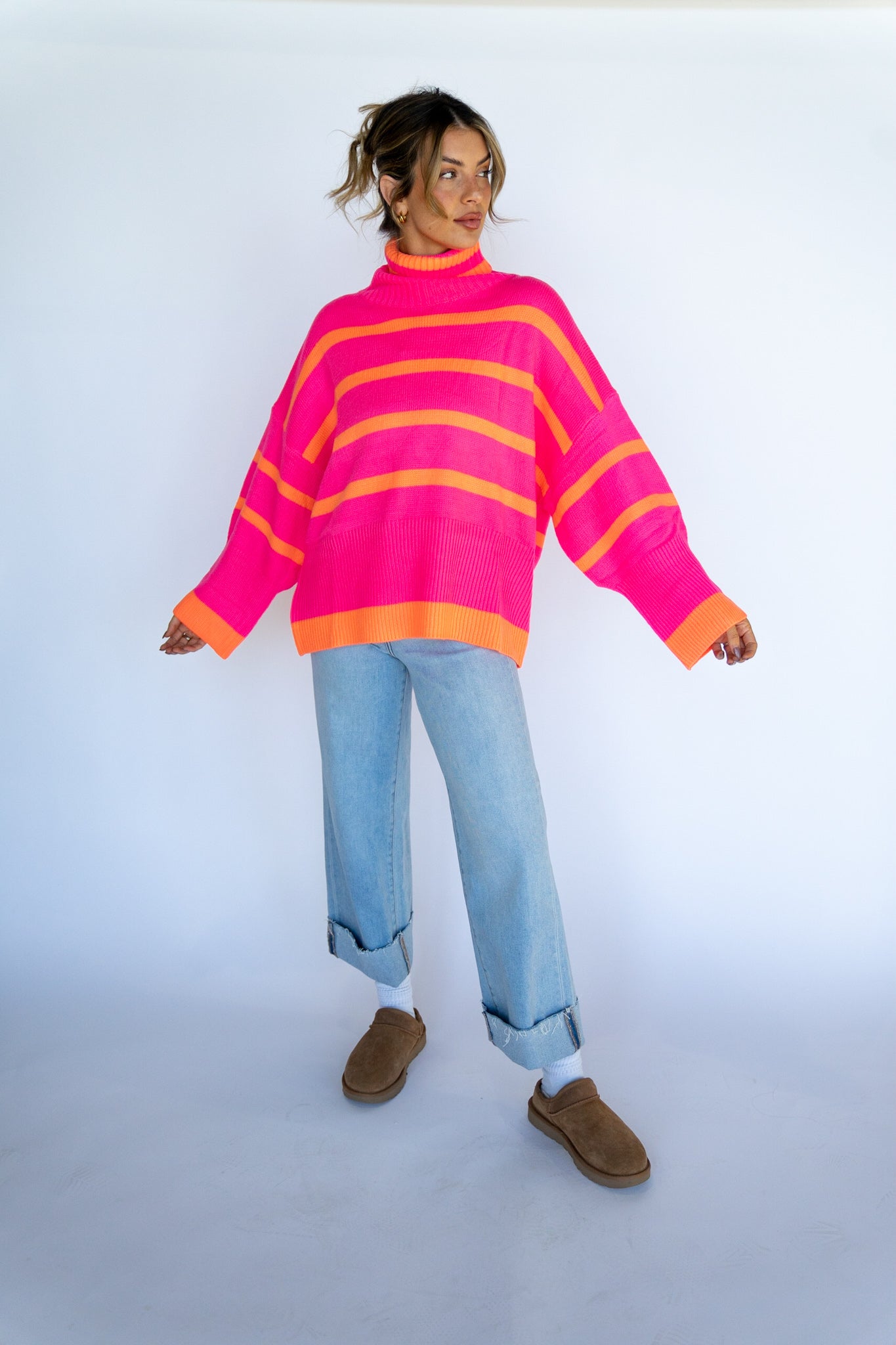 Striped Oversized Turtle Neck