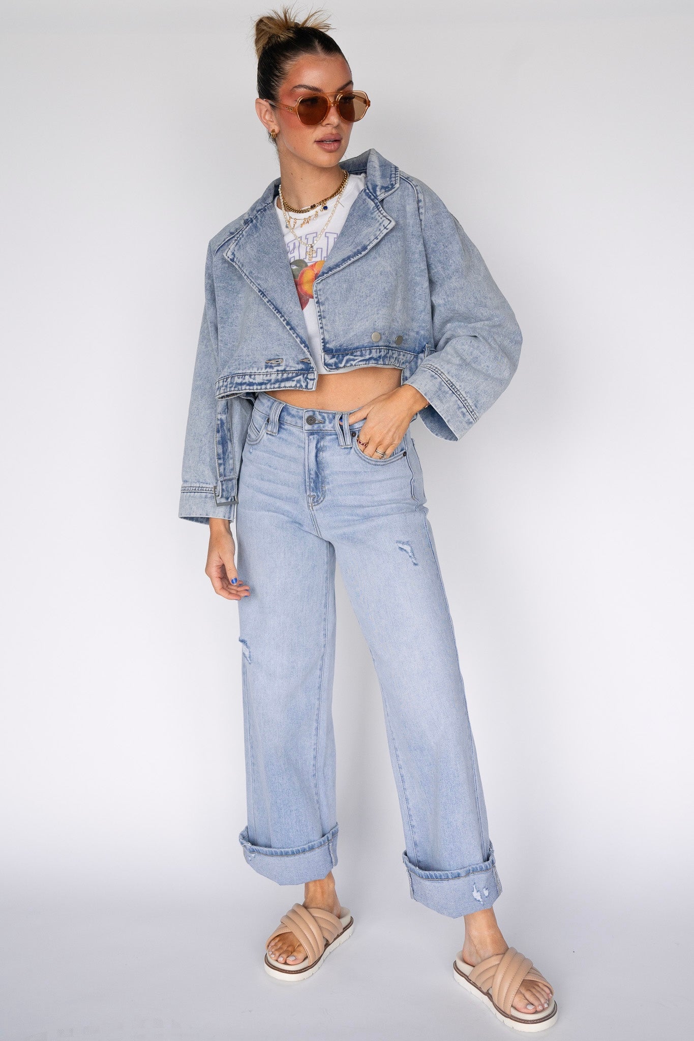 Light Wash Denim Motto Jacket