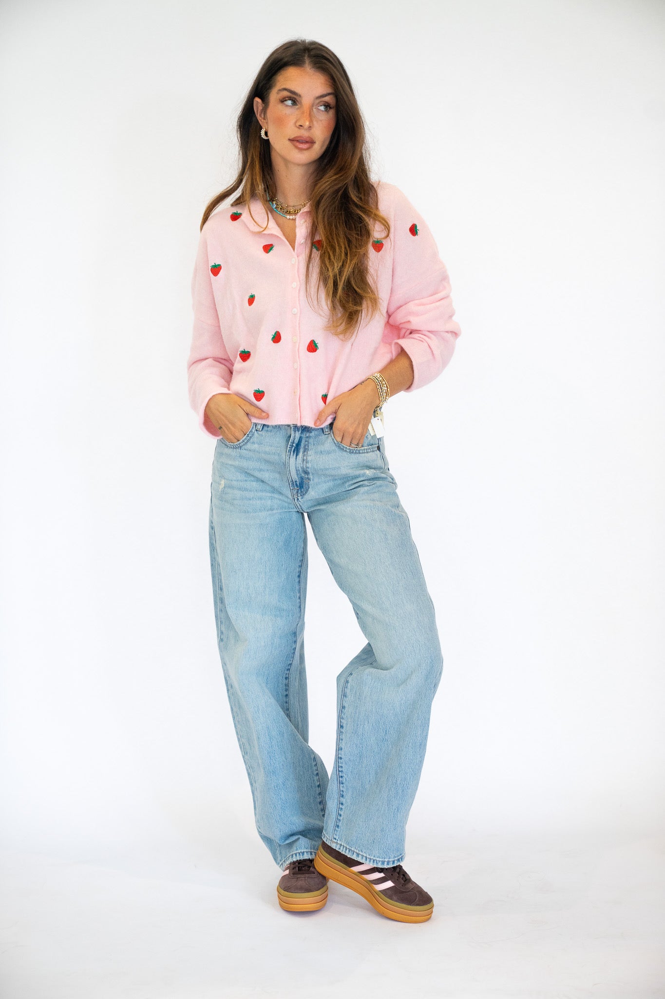 Strawberry Embroidered Cardigan