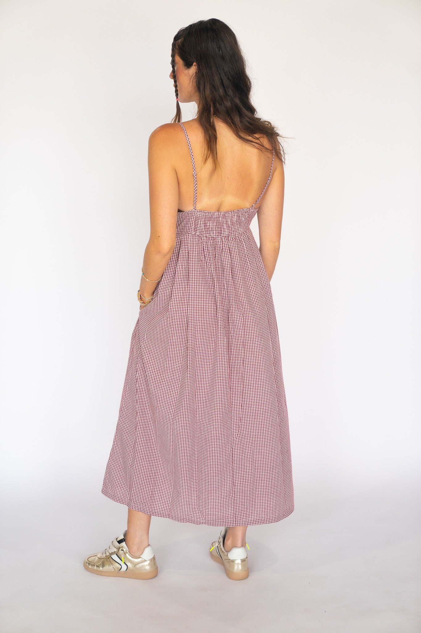 Burgundy Gingham Dress