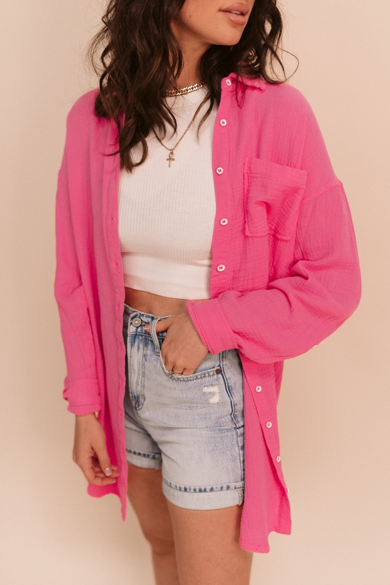 Oversized Gauze Button Down (Multiple Colors)