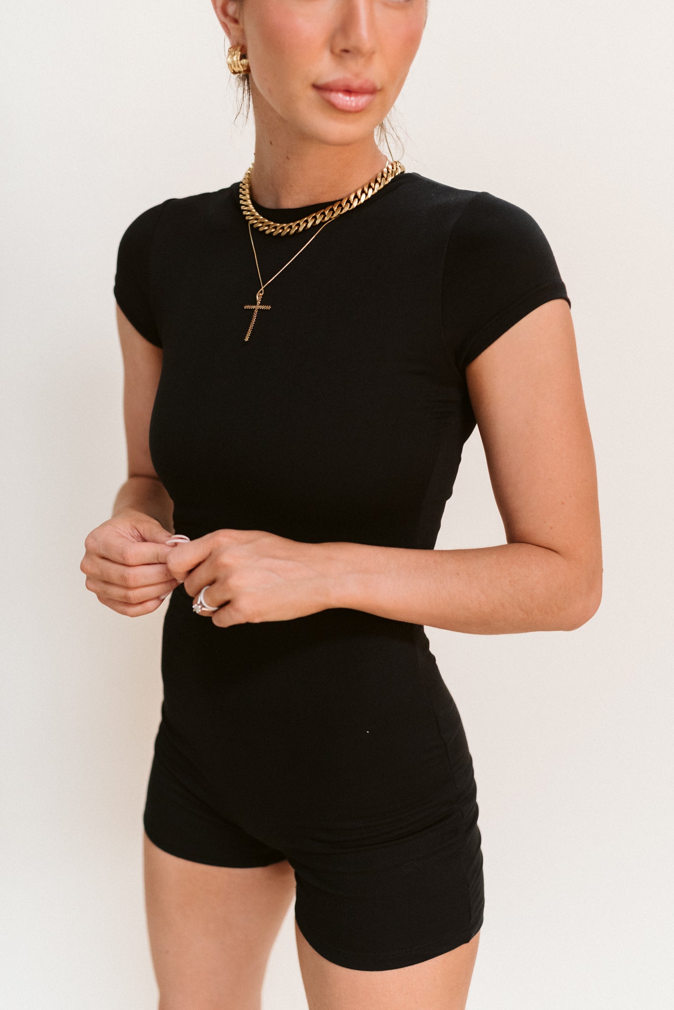 Melange Shortsleeve Romper (Multiple Colors)