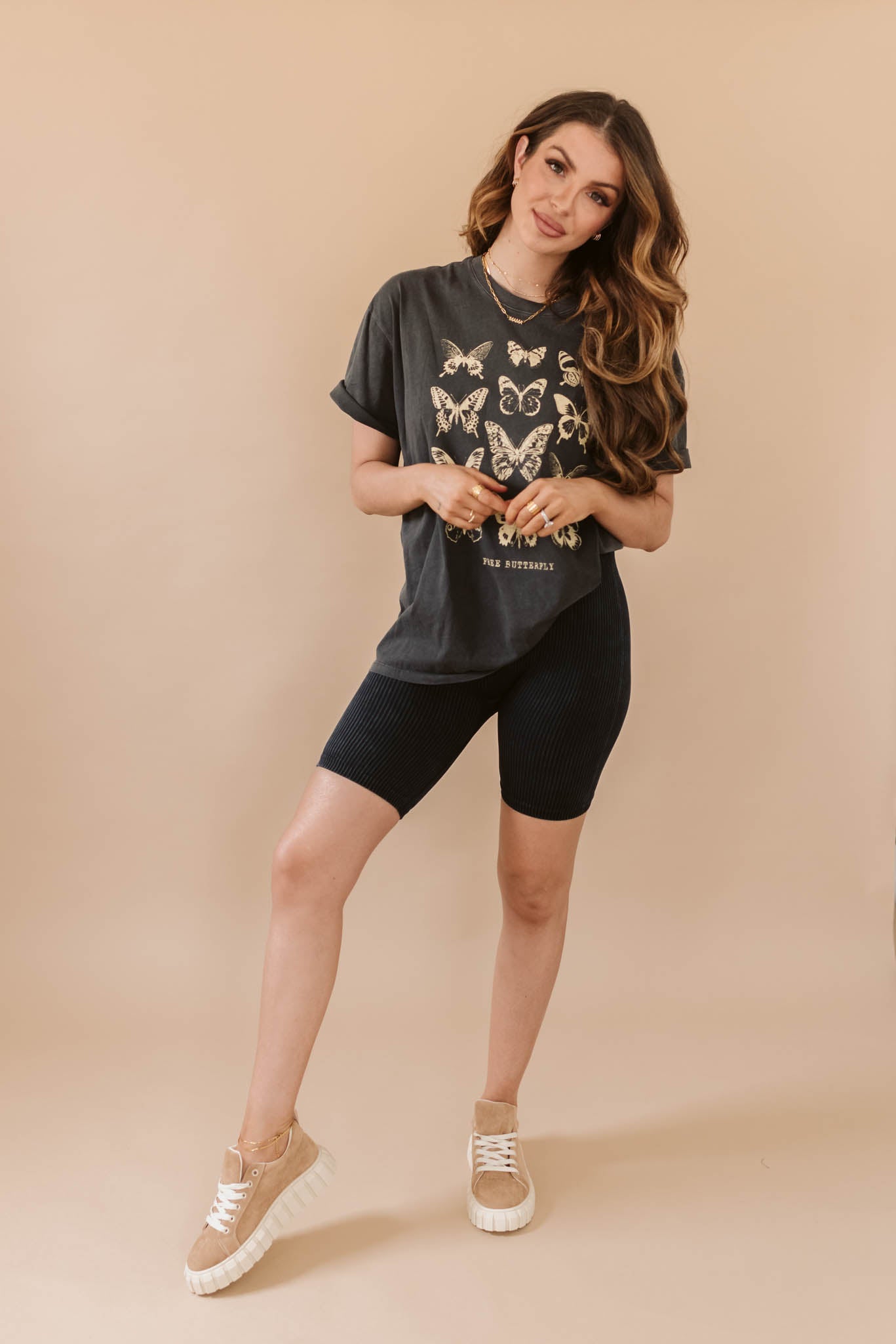 Charcoal Ribbed Biker Shorts