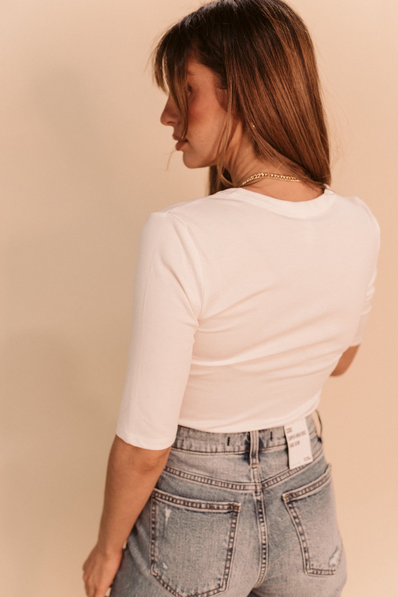 Half-Sleeved Ribbed Top (Multiple Colors)