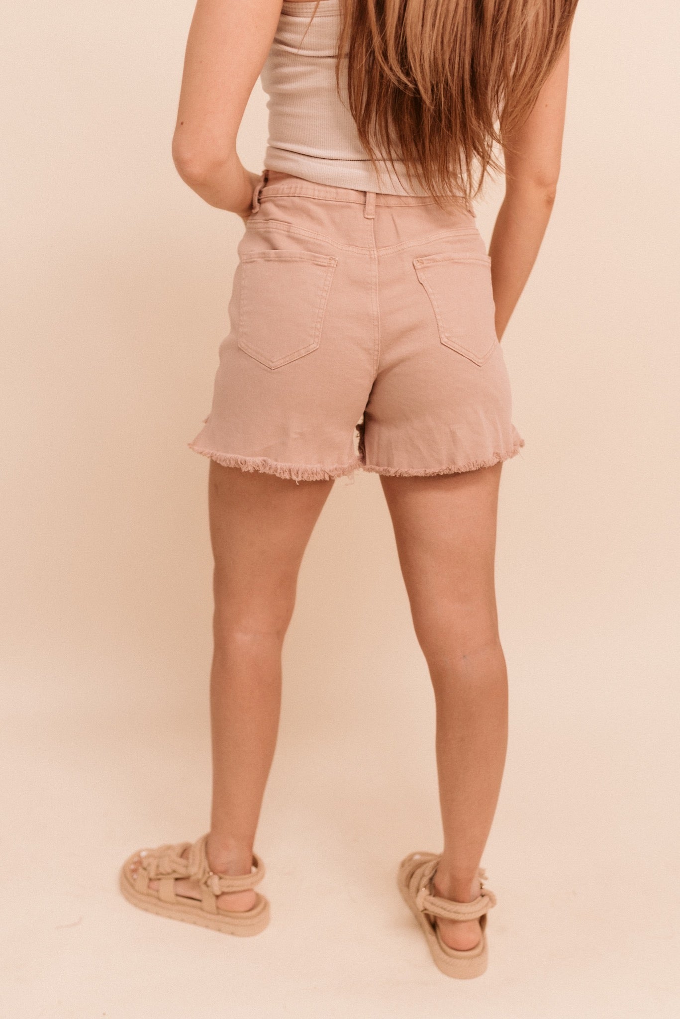 Dusty Rose Mom Shorts