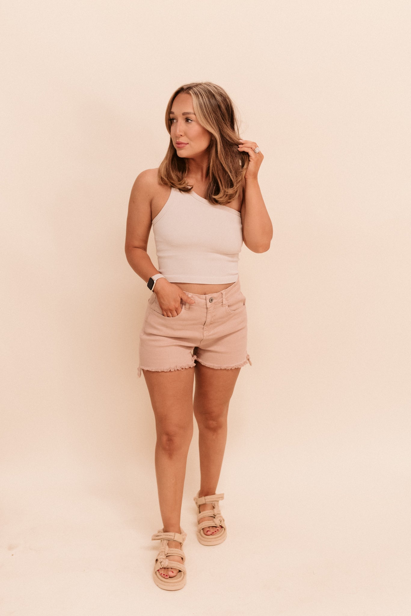 Dusty Rose Mom Shorts
