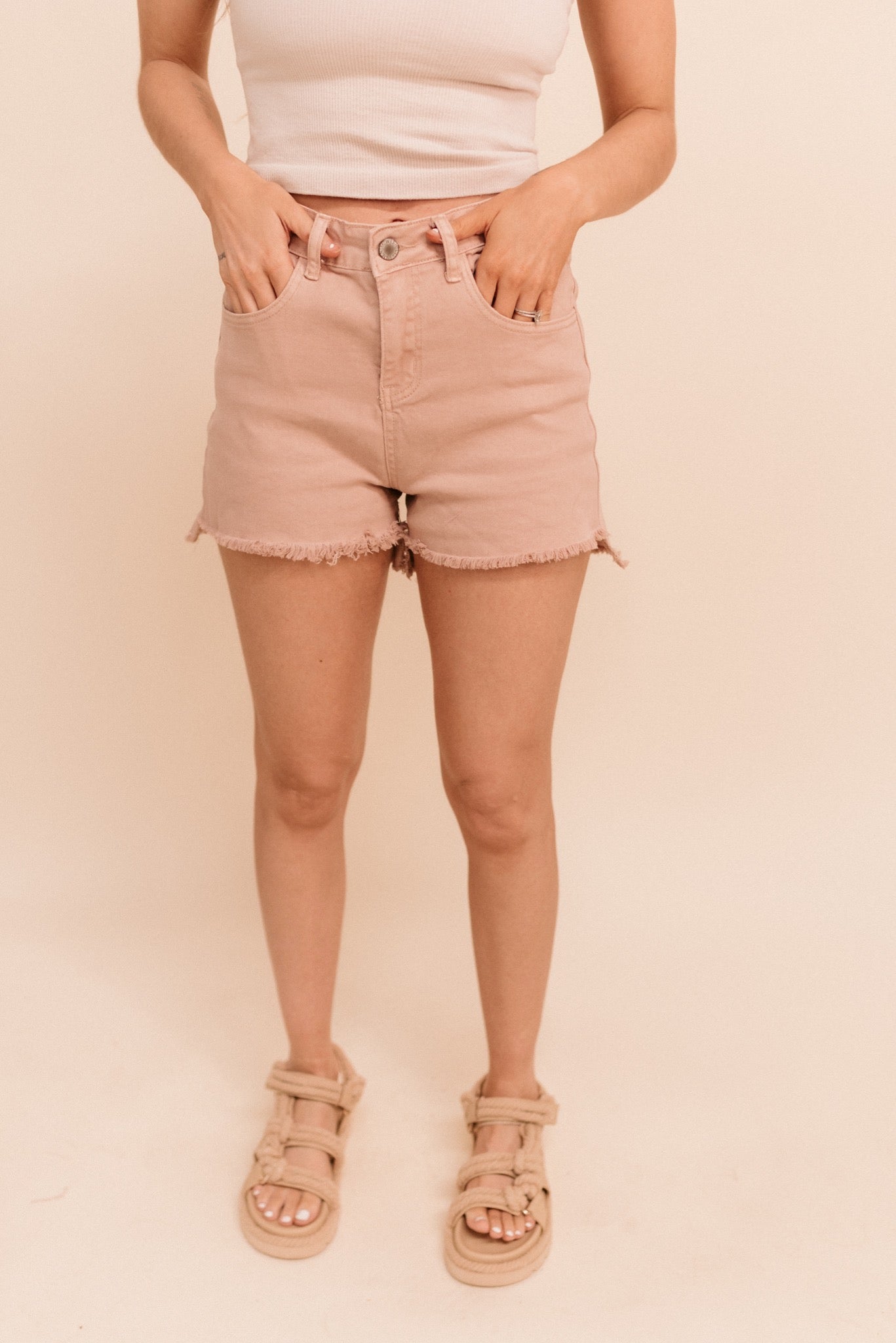Dusty Rose Mom Shorts