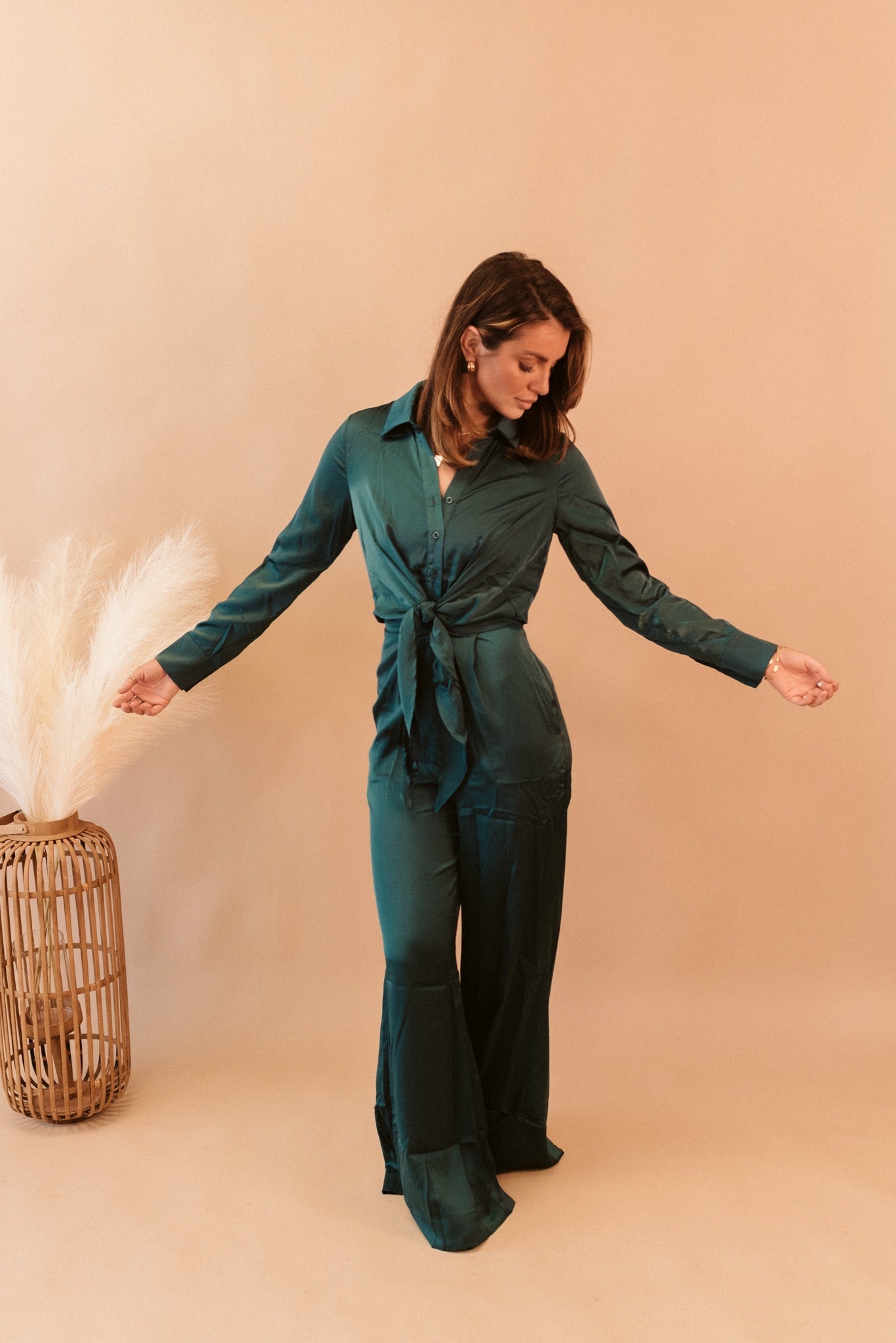 Satin Tie Jumpsuit - Multiple colors