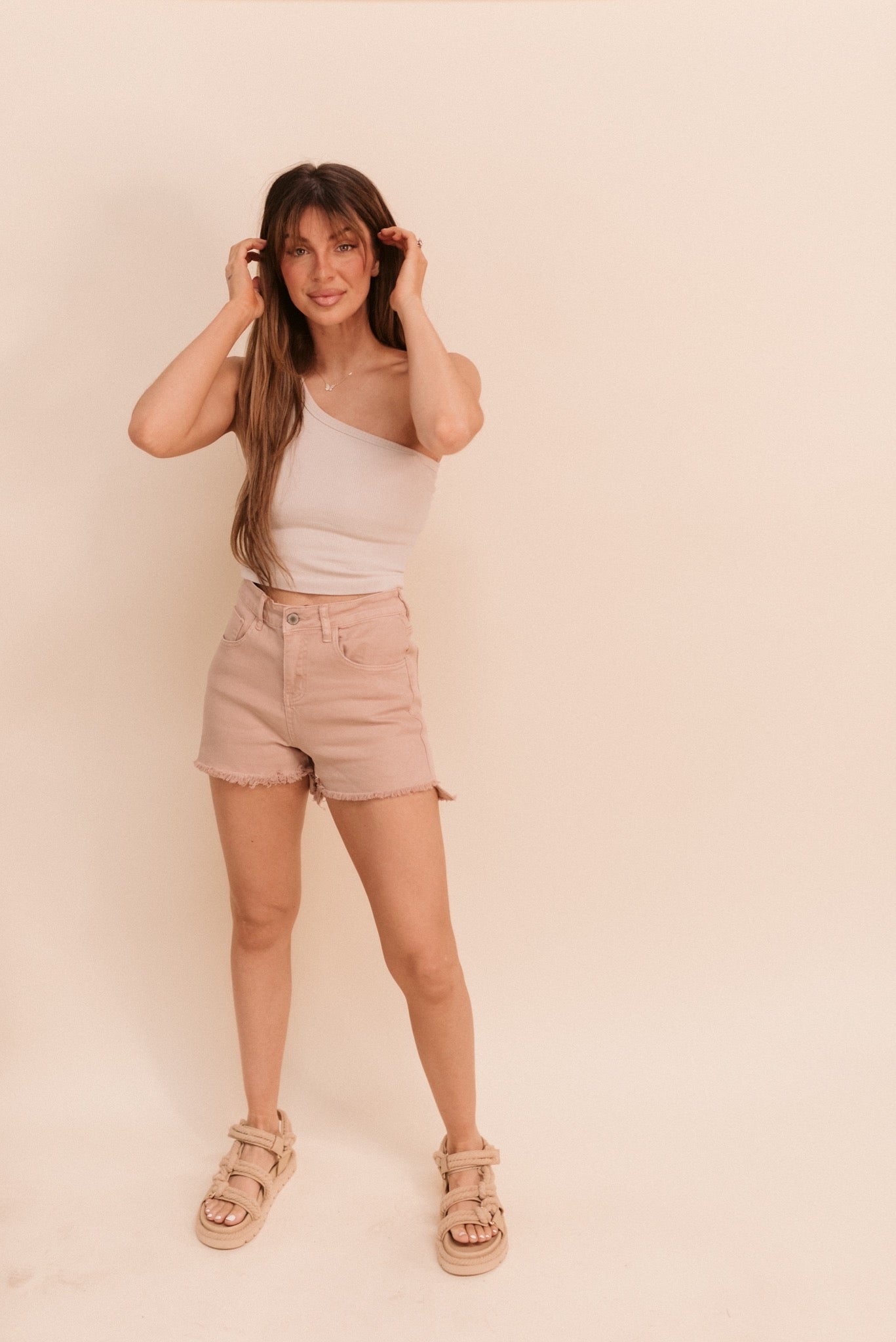 Dusty Rose Mom Shorts