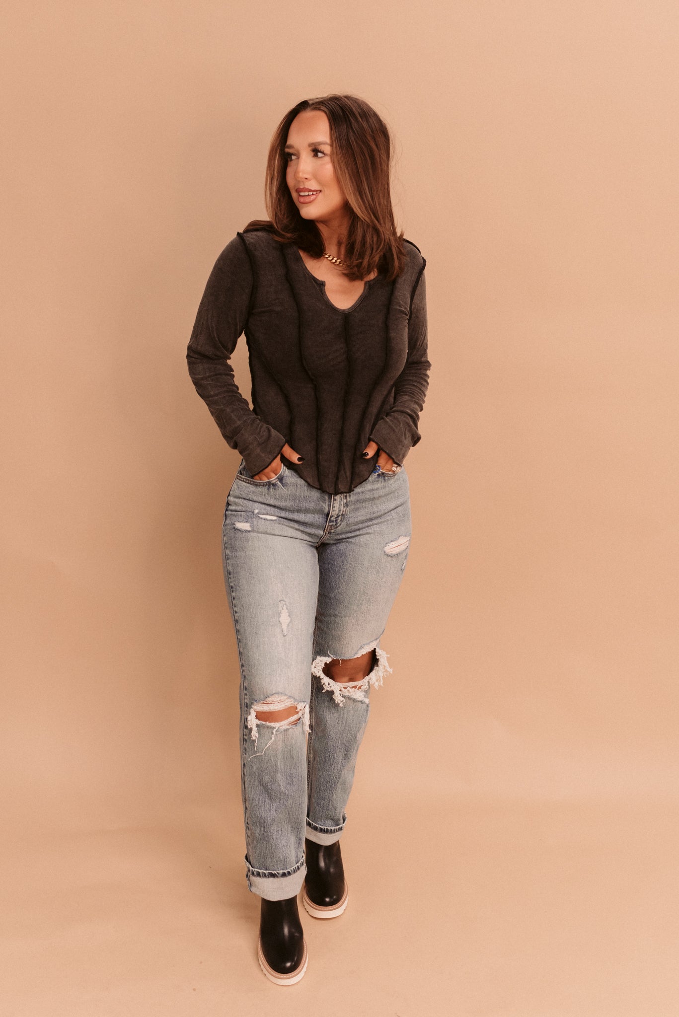 Ribbed Corset Long Sleeve