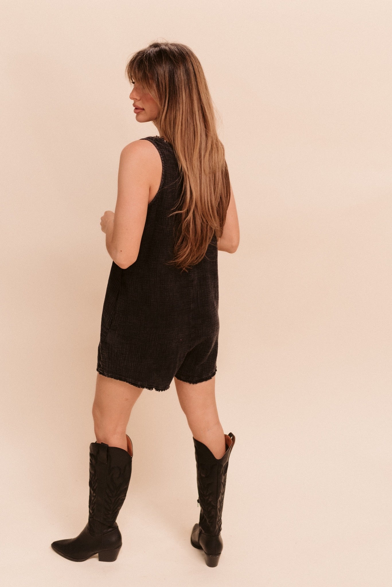 Black Washed Romper