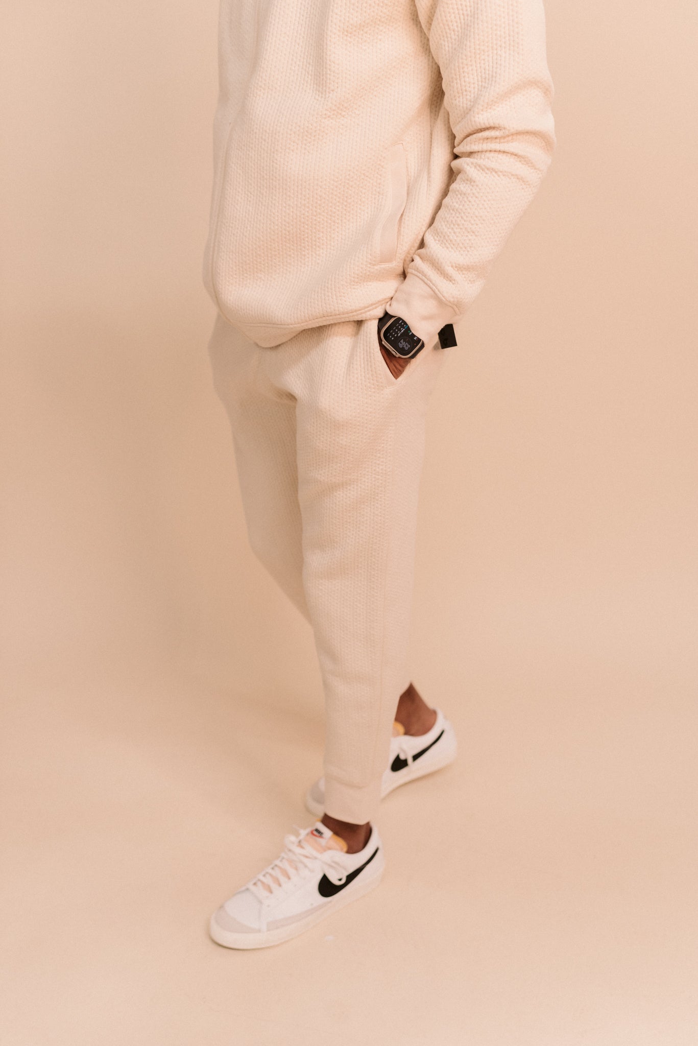 Quilted Cream Joggers