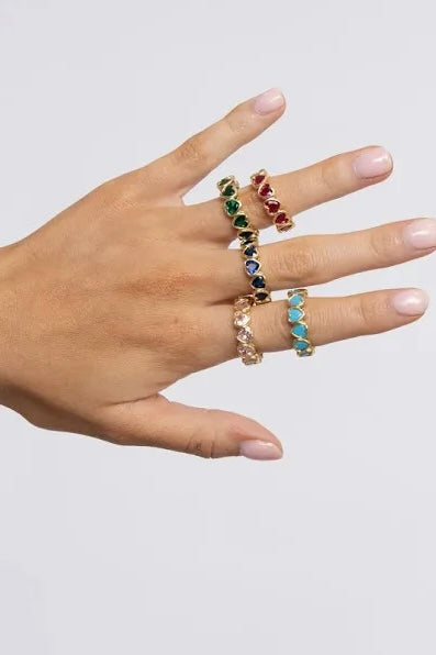 Bezel Heart Ring (Multiple Colors)