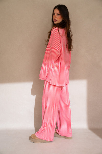 Katy Striped Top: Pink/Red