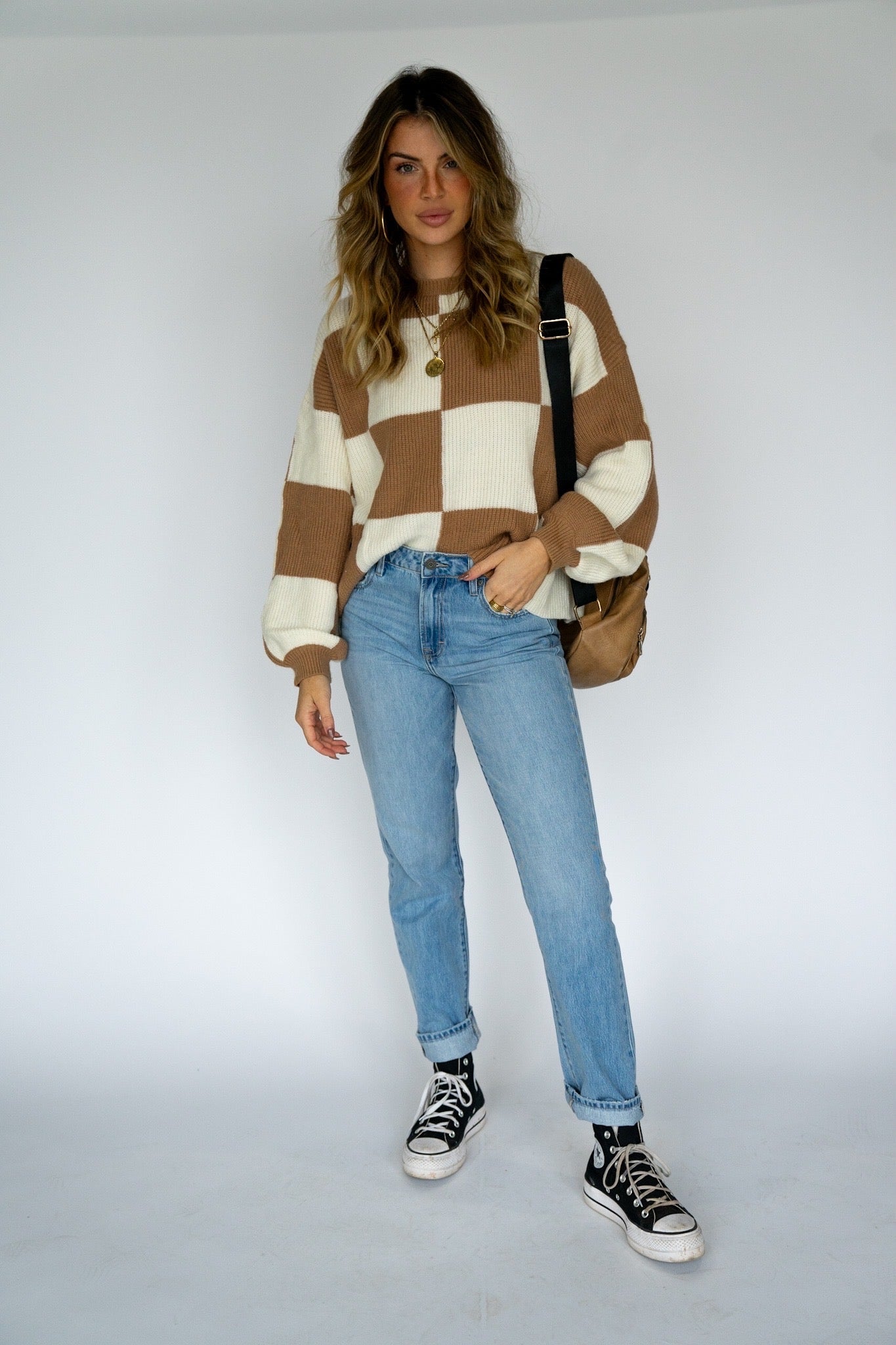 Checkered Knit Sweater (Multiple Colors)