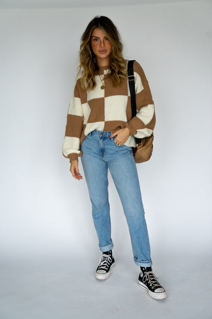 Checkered Knit Sweater (Multiple Colors)