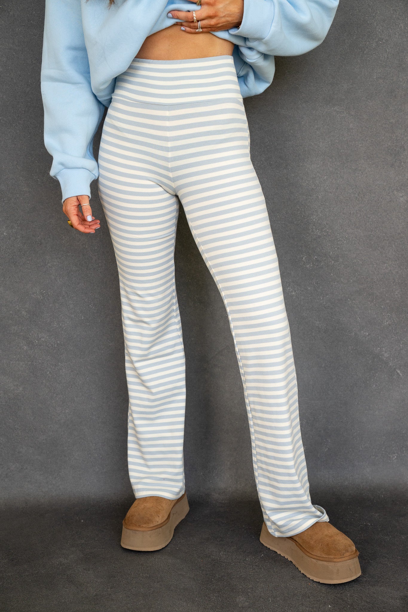Heidi Fit & Flare Pants - Light Blue