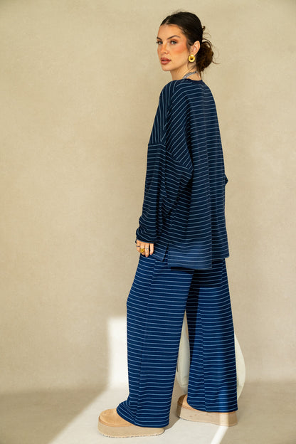 Katy Striped Top - Navy/Blue
