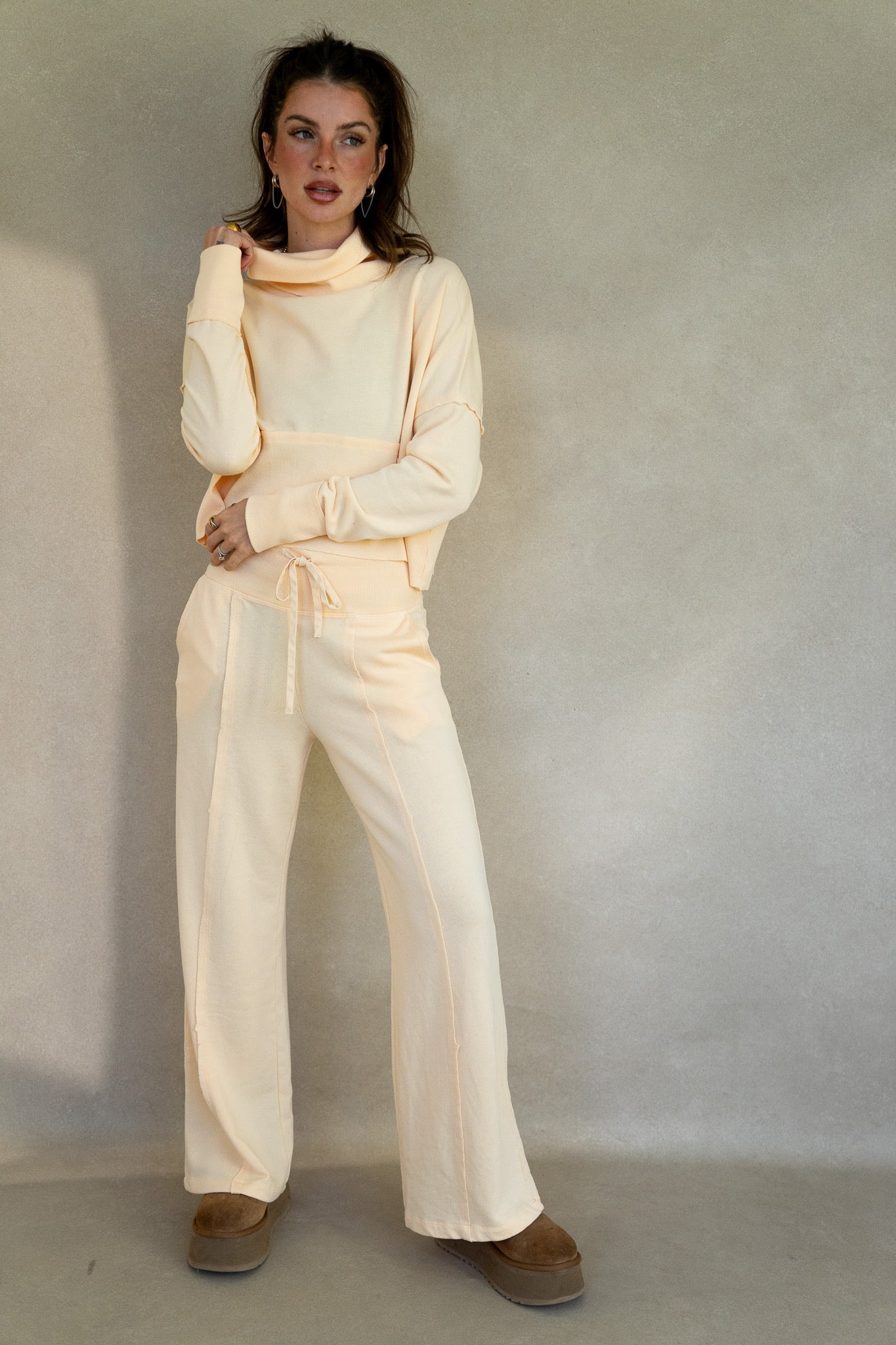 Terry Ribbed Raw Hem Pants (Multiple Colors)