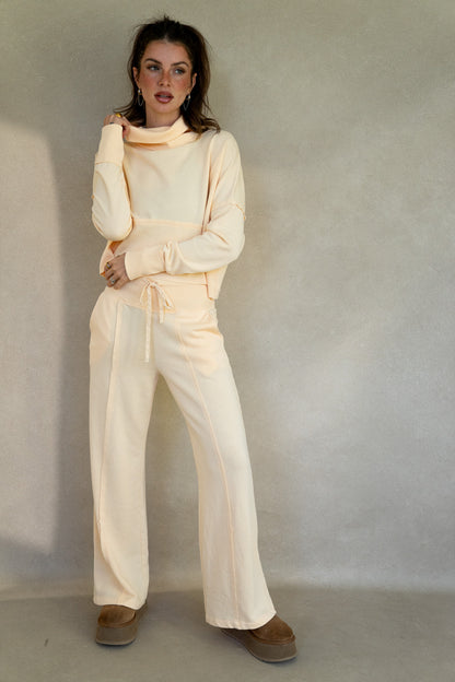 Terry Ribbed Raw Hem Pants (Multiple Colors)