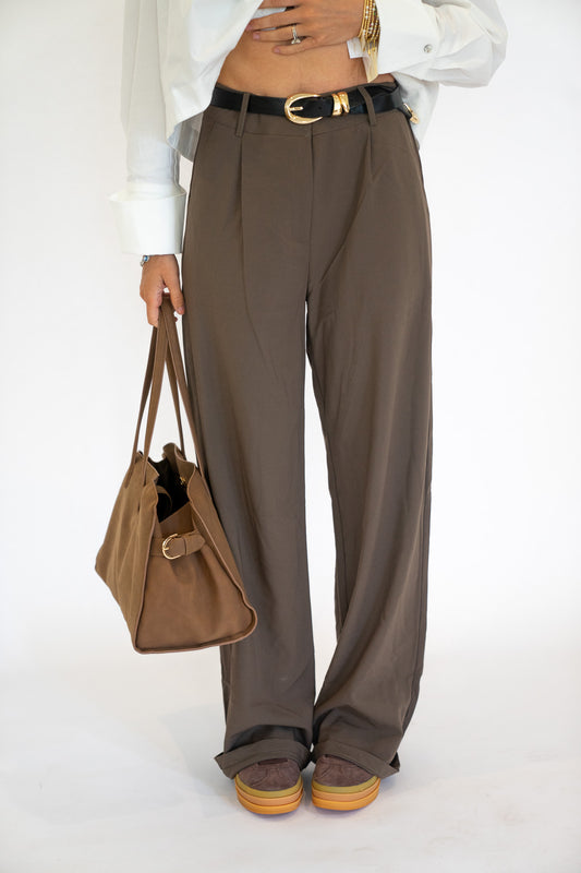 Classic Pleated Wide-leg Trouser Pants