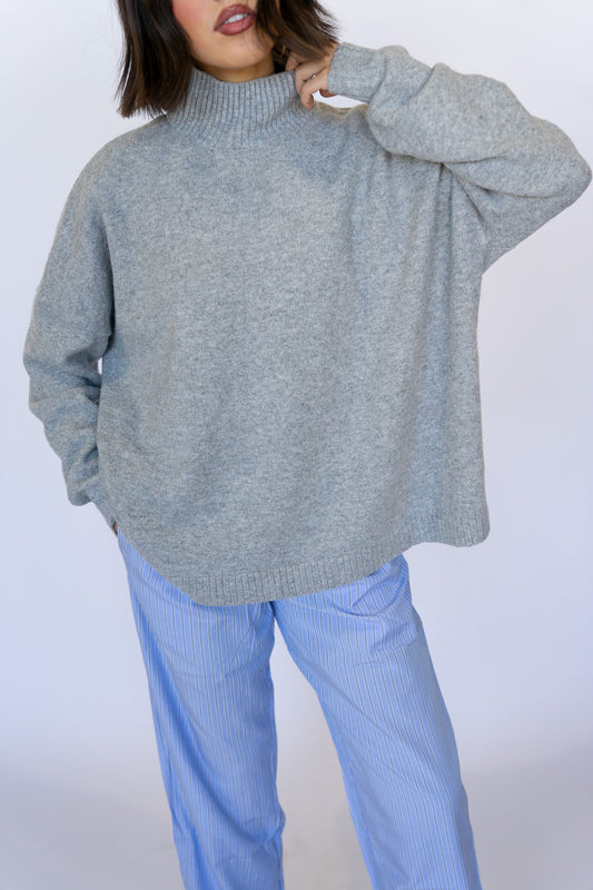 Mock Neck Boxy Sweater (Multiple Colors)