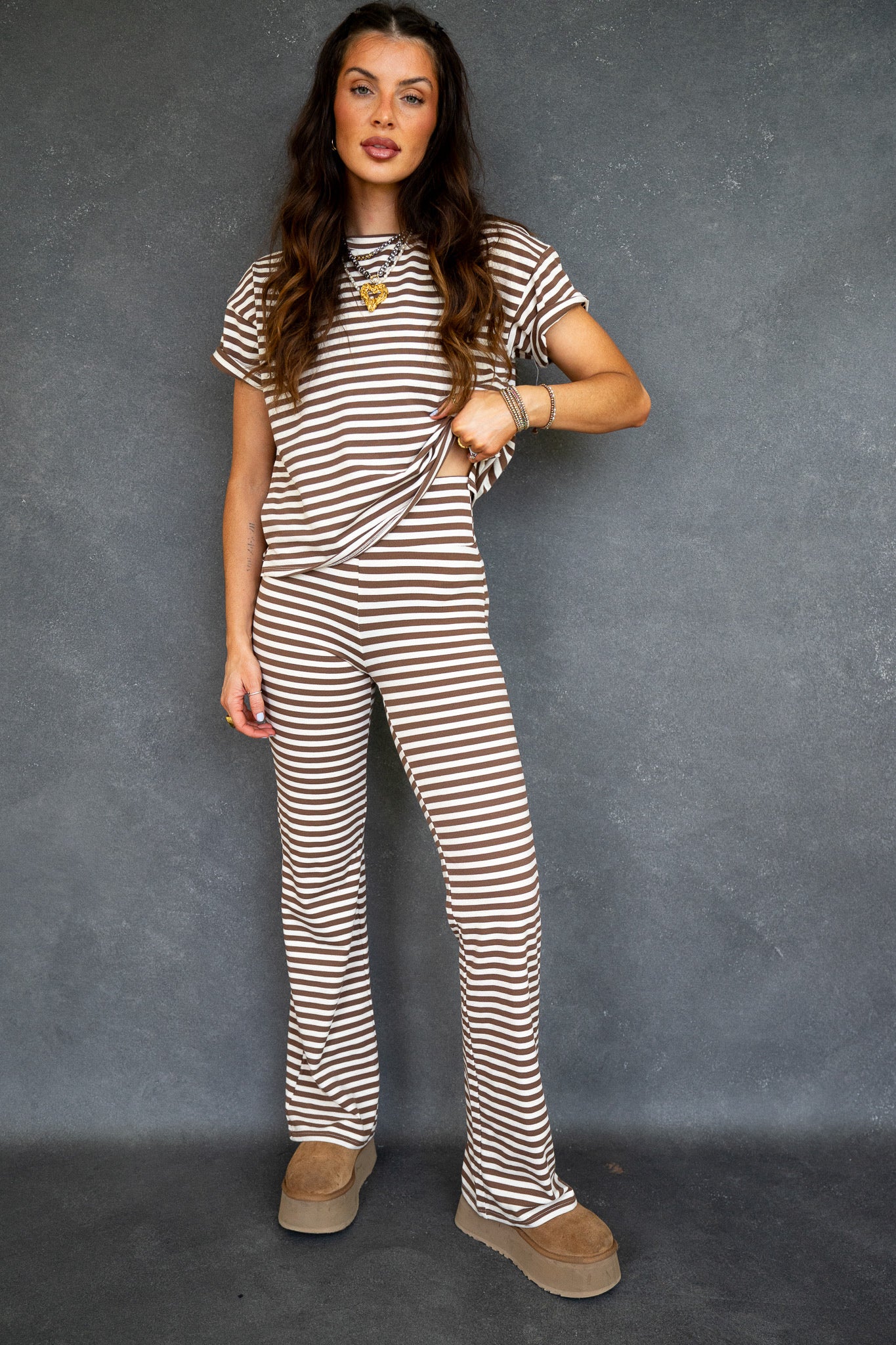 Heidi Fit & Flare Pants - Brown