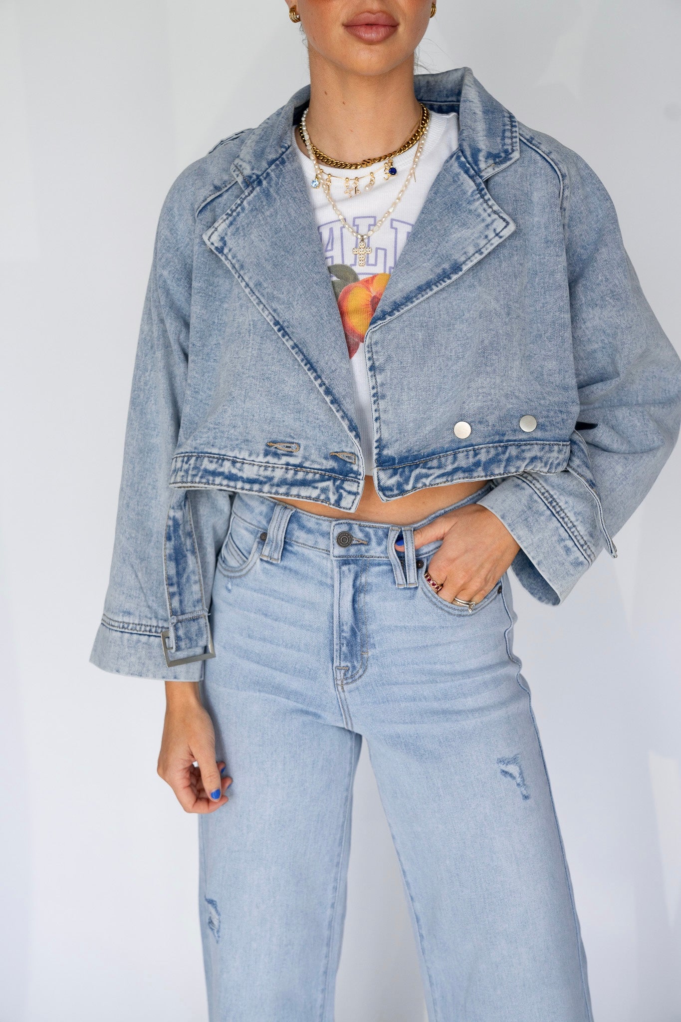Light Wash Denim Motto Jacket