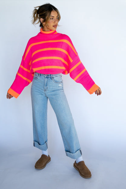 Striped Oversized Turtle Neck