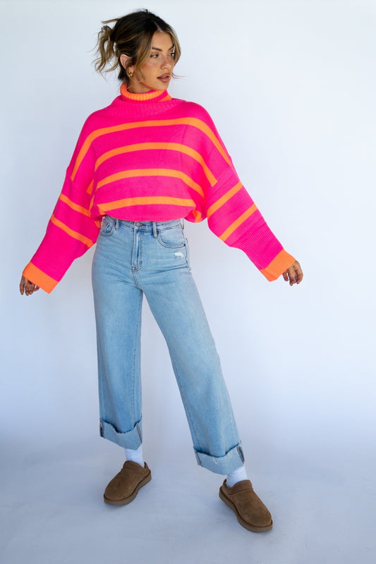 Striped Oversized Turtle Neck