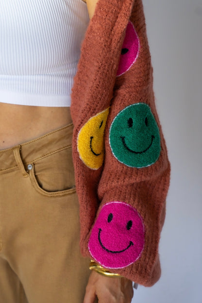 Smiley Patched Cardigan