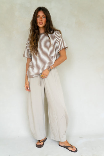 Brown Striped Boyfriend Tee