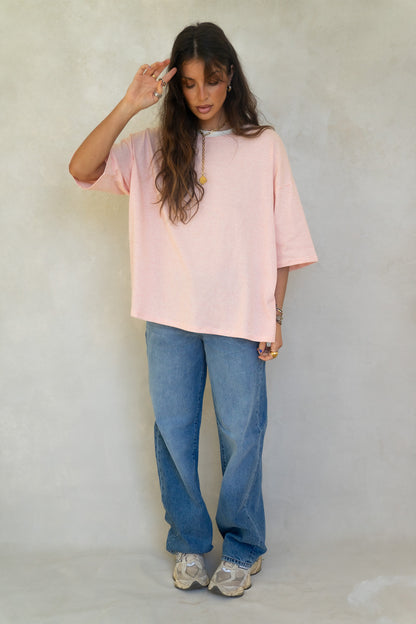 Oversized Orange Striped Boyfriend Tee