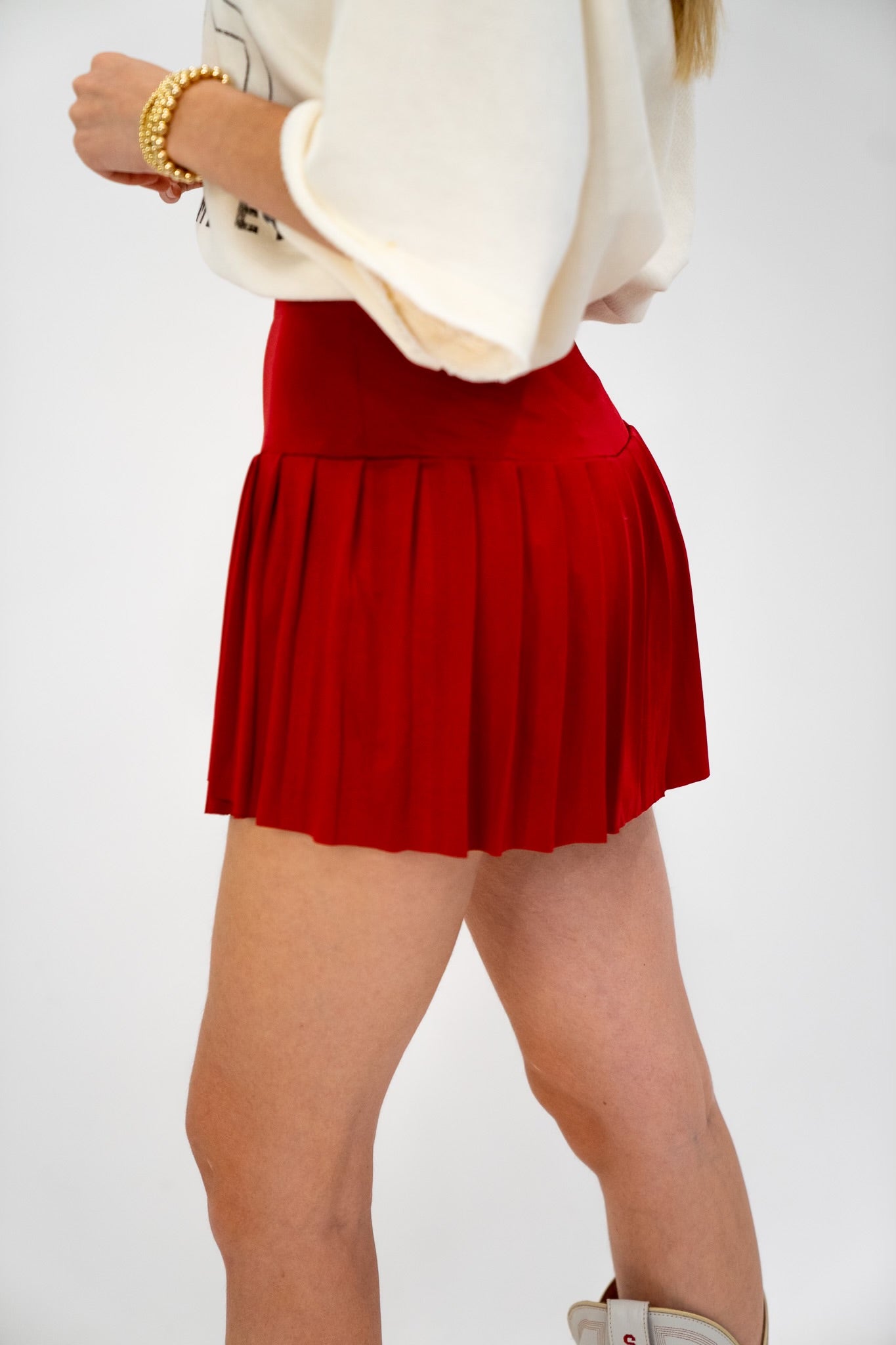 High Waisted Pleated Skort