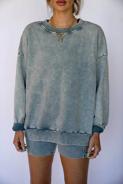 Sage Washed Oversized Pullover