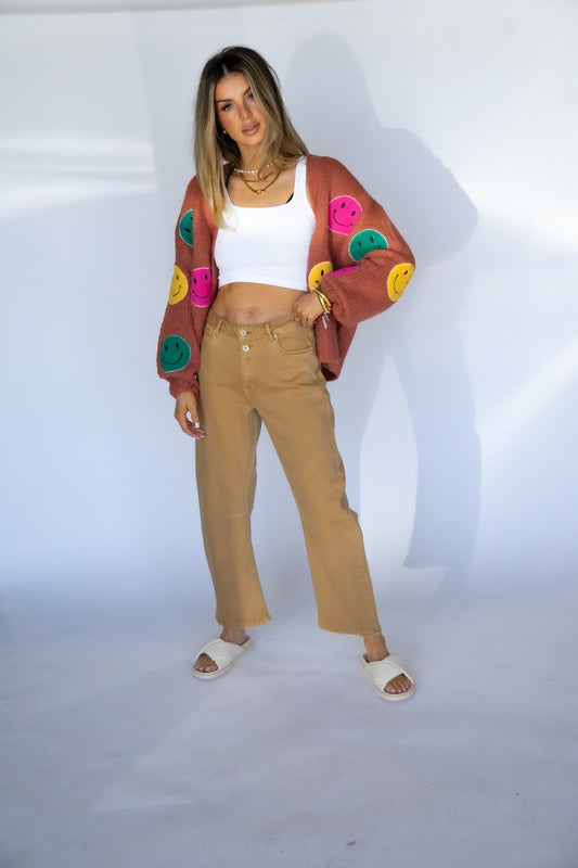 Smiley Patched Cardigan
