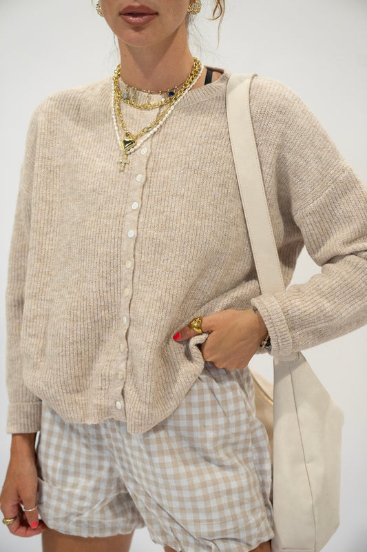 Neutral Ribbed Cardigan