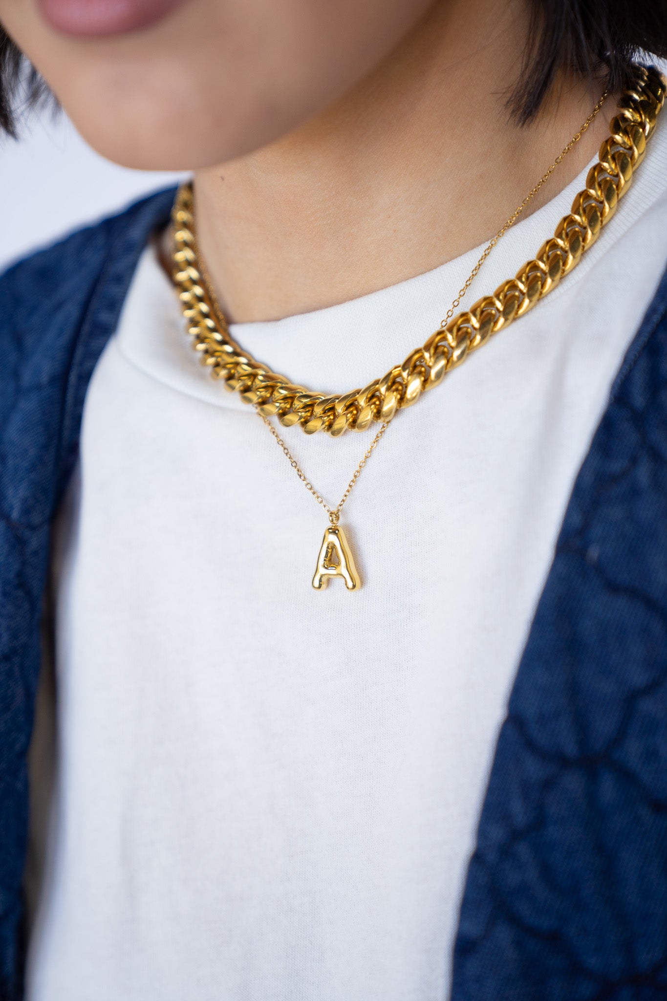 Initial Bubble Letter Necklace