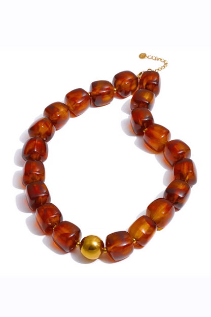 Pebbles Brown Beaded Necklace