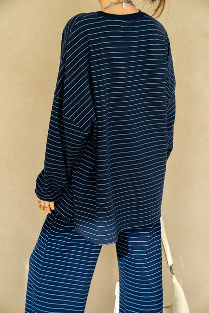 Katy Striped Top - Navy/Blue