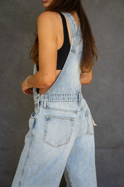 Lightwash Barrel Overalls