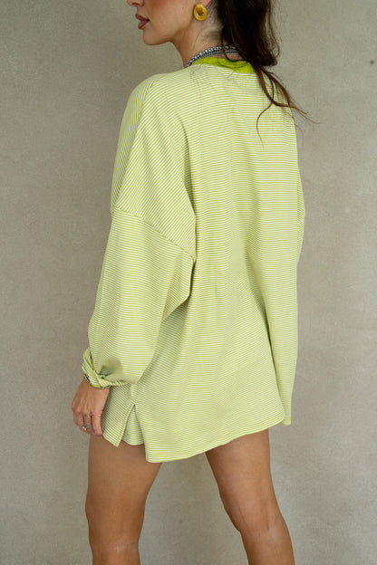 Alex Striped Top- Chartreuse
