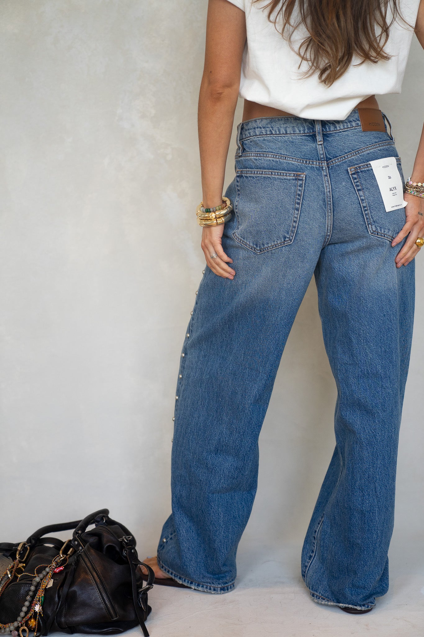 Studded Relaxed Fit Denim