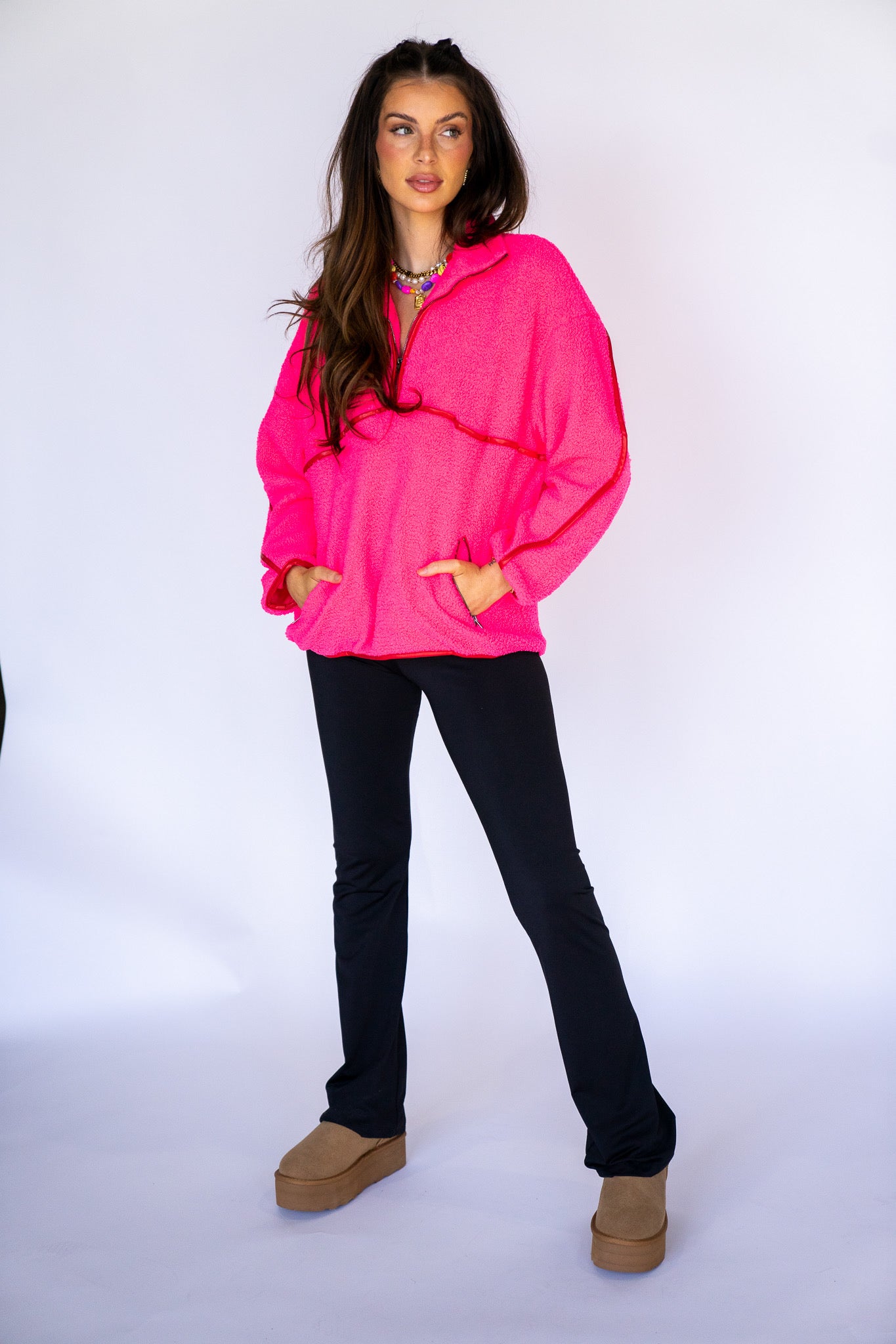Pink Sherpa Half-Zip