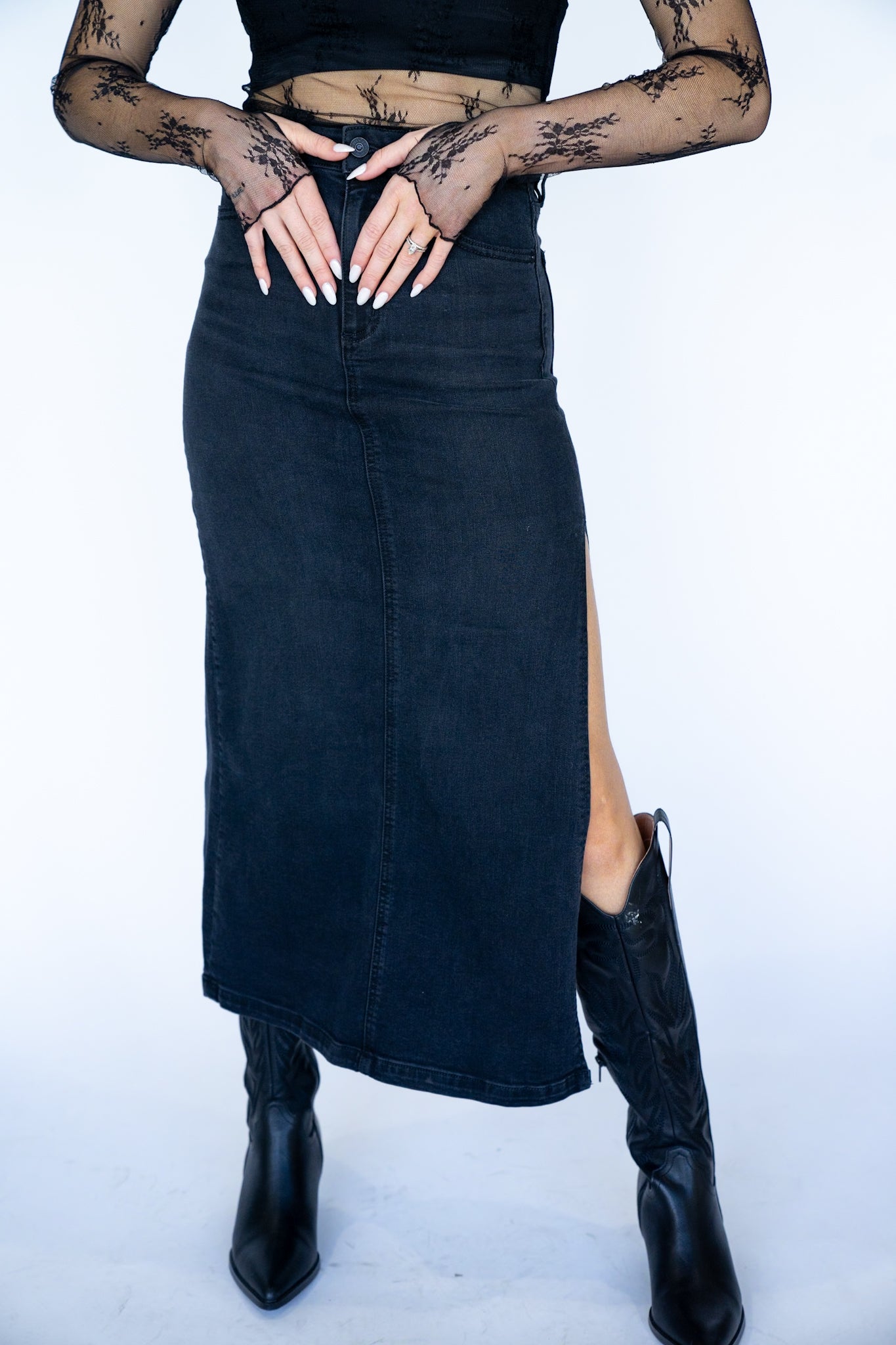Peyton Side Slit Midi Skirt (Multiple Colors)