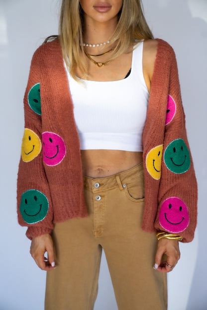Smiley Patched Cardigan